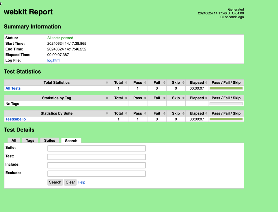 Robot Framework HTML Report