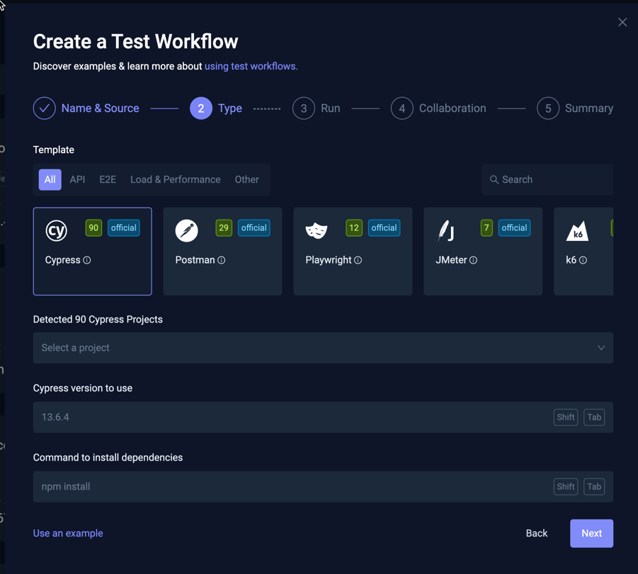 Workflow Wizard - Test Type